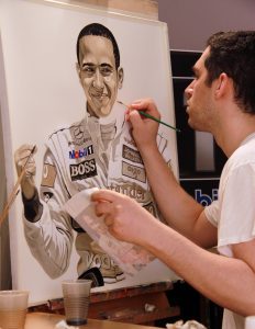 Lewis Hamilton’s portrait in oil – engine oil